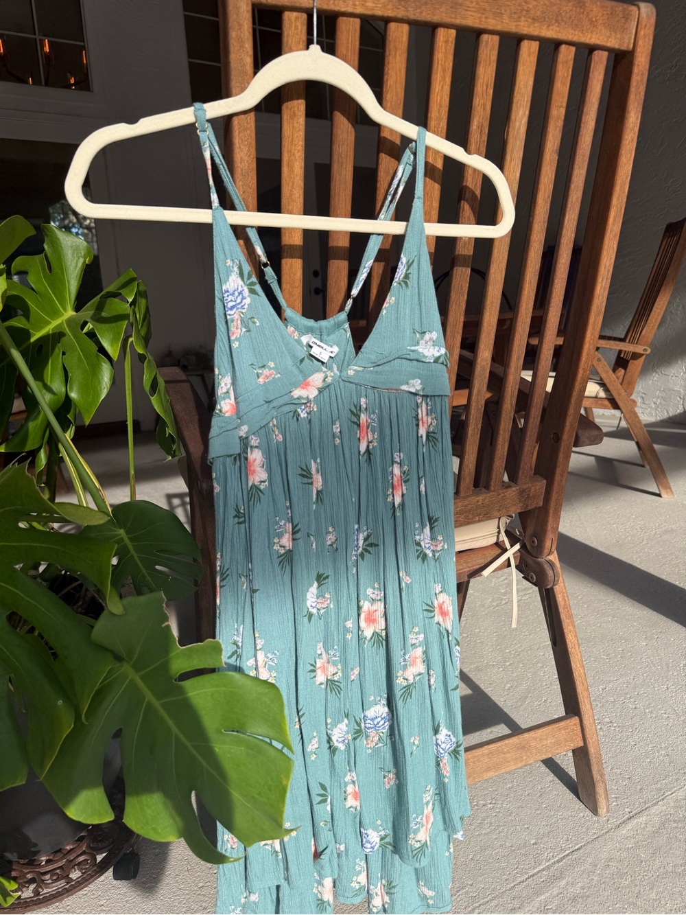 O'Neill Teal Floral Tiered Maxi Dress